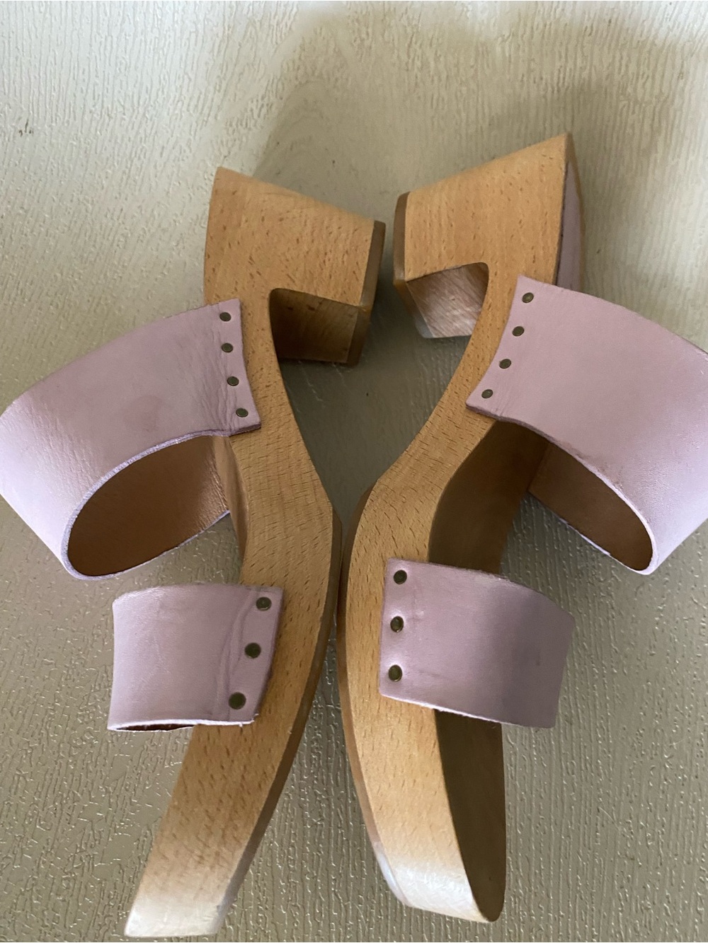 Madewell | Lilac Leather Wooden Clog Sandals 9.5 - Picture 5 of 10